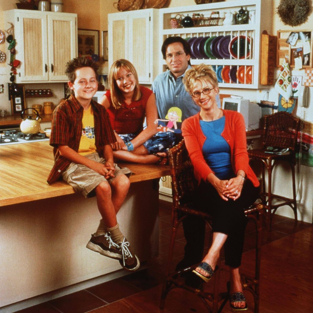 Jake Thomas, Hilary Duff mit Animated Lizzie, Robert Carradine und Hallie Todd in einem Filmstill aus Lizzie McGuire