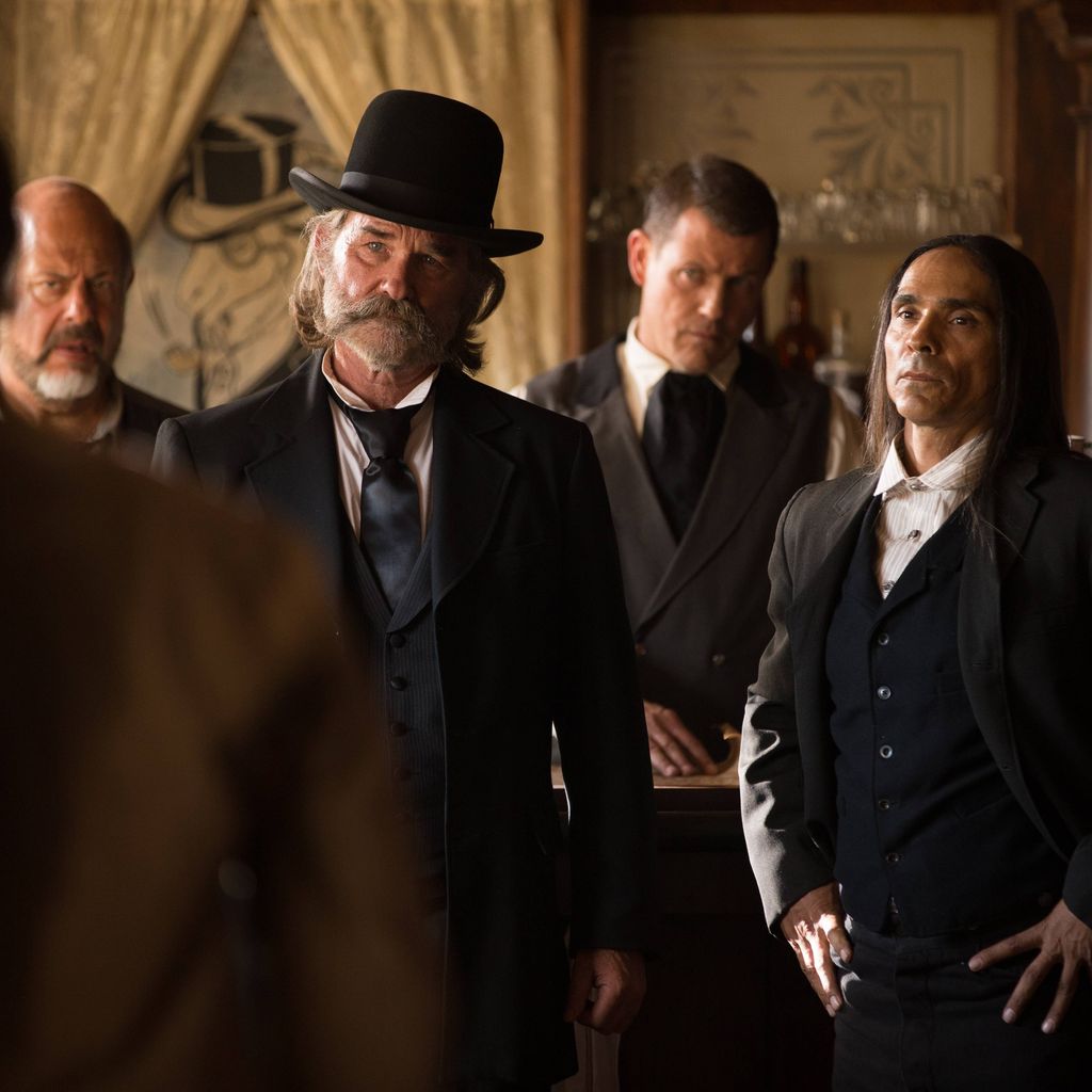 Kurt Russell, David Midthunder und Zahn McClarnon in einer Szene aus "Bone Tomahawk" (2015)