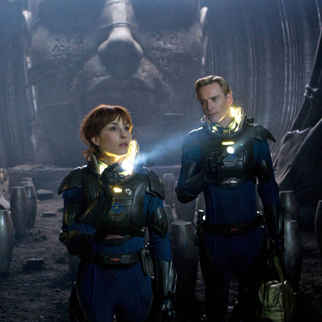 Logan Marshall-Green, Noomi Rapace und Michael Fassbender in "Prometheus", 2012