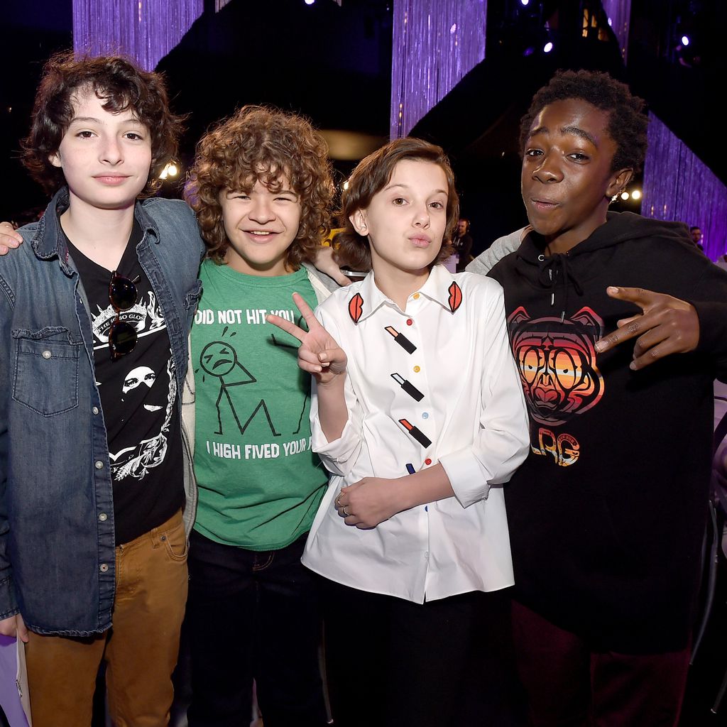 Finn Wolfhard, Gaten Matarazzo, Millie Bobby Brown und Caleb McLaughlin