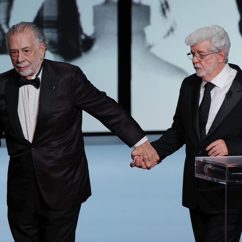Francis Ford Copola und George Lucas bei der Abschlusszeremonie des Filmfestivals in Cannes 2024