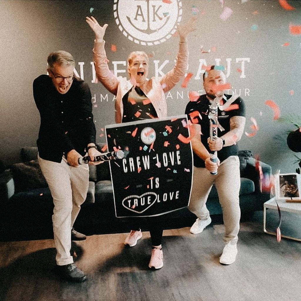 Frank Thelen mit Anne und Stefan von Ankerkraut