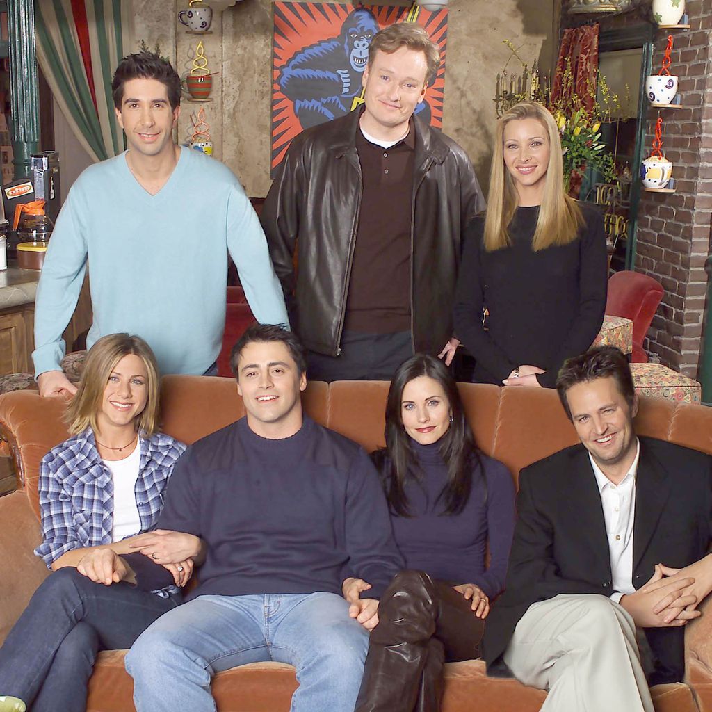 Der Cast der Sitcom "Friends" mit Talkshow-Moderator Conan O'Brien