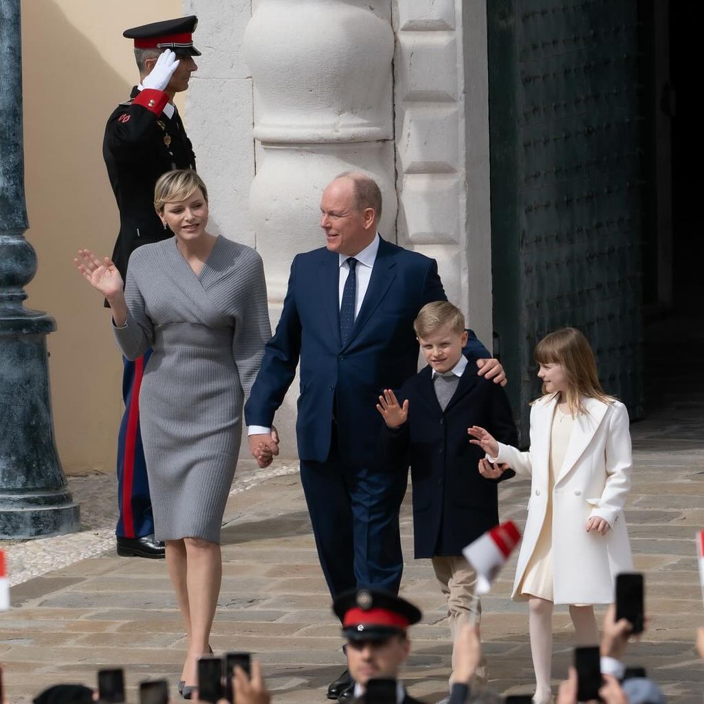 Fürstin Charlène, Fürst Albert und die Zwillinge Jacques und Gabriella, März 2024