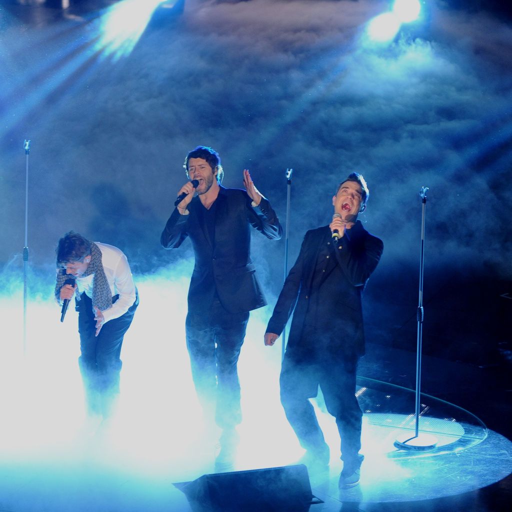 Gary Barlow, Howard Donald, Jason Orange, Mark Owen und Robbie Williams von Take That, 2018