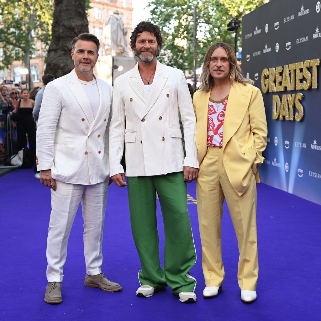 Das Take That-Trio Gary Barlow, Howard Donald und Mark Owen, Juni 2023