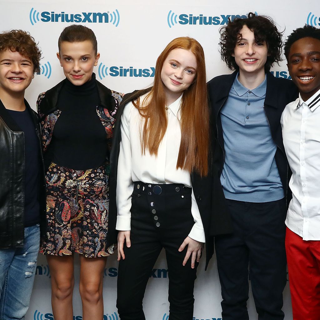 Gaten Matarazzo, Millie Bobby Brown, Sadie Sink, Finn Wolfhard und Caleb McLaughlin bei SiriusXM 201
