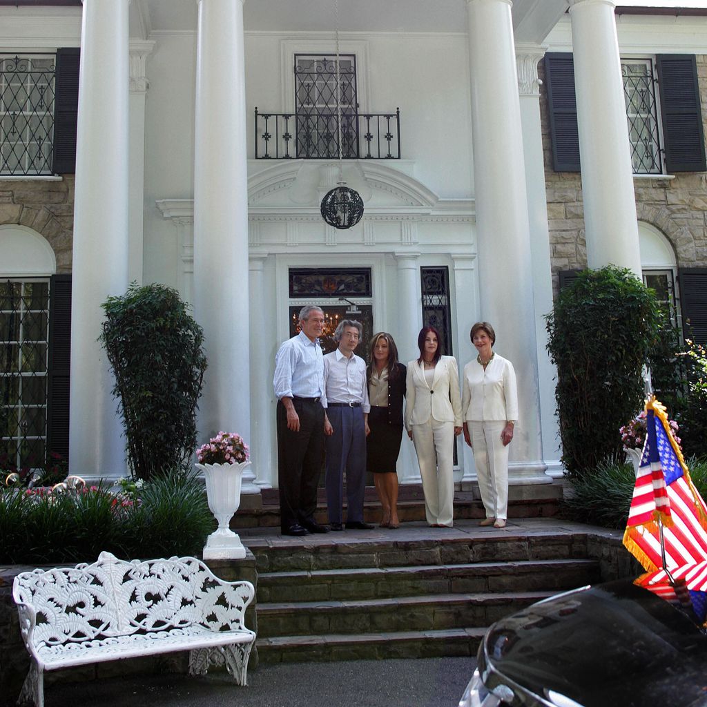 George W. Bush, Junichiro Koizumi,  Lisa Marie Presley, Priscilla Presley und Laura Bush 2006