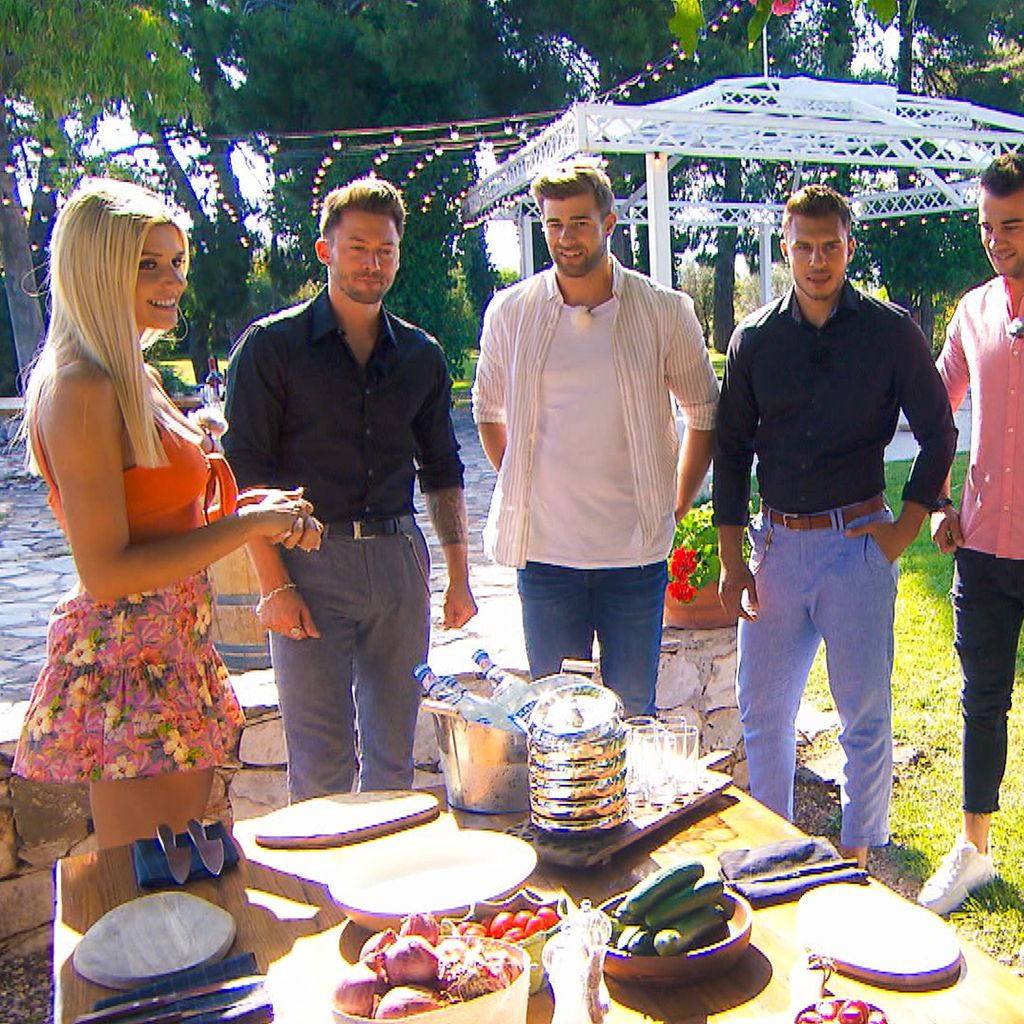 Gerda Lewis mit sechs Bachelorette-Boys 2019