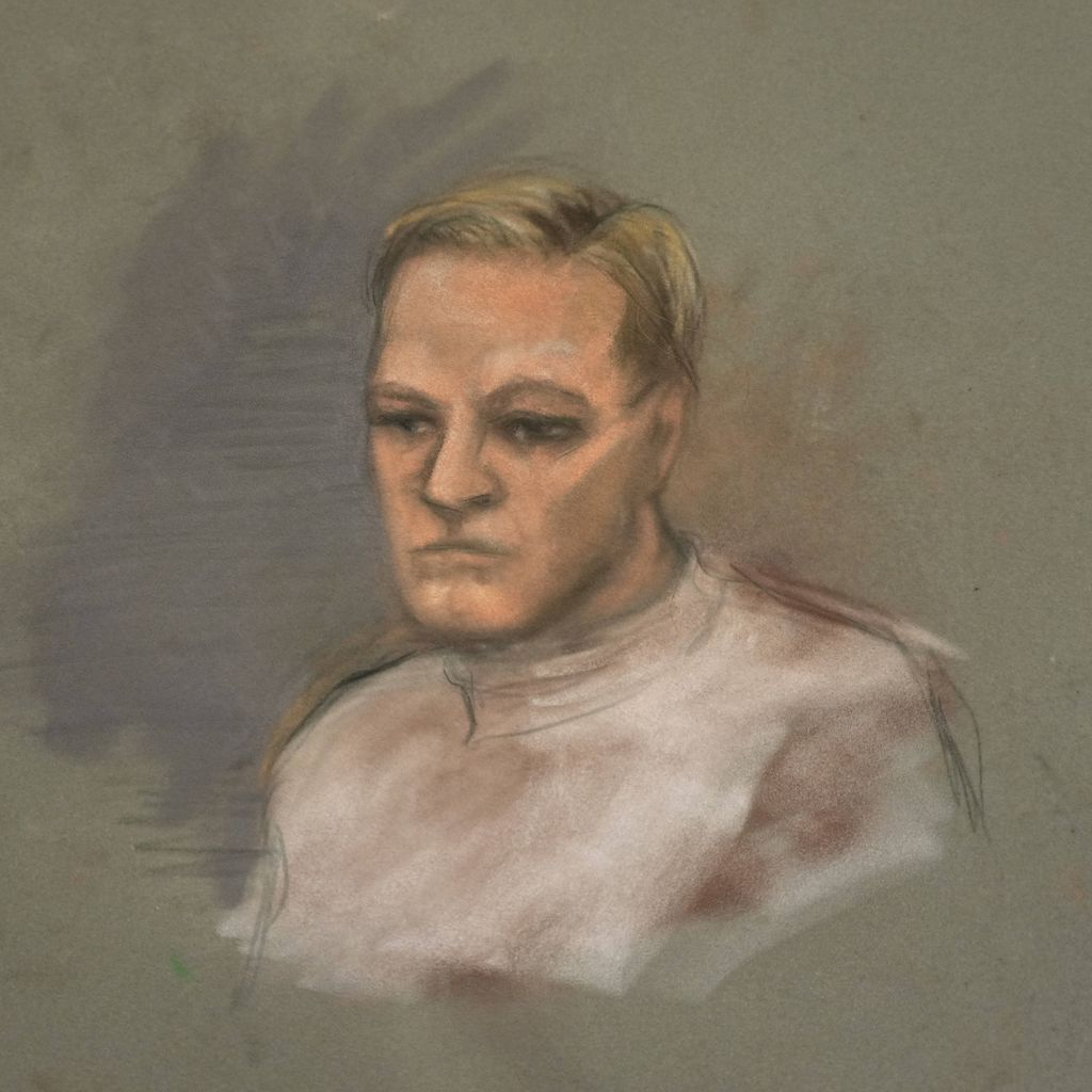 Gerichtszeichnung von Marius Borg Hoiby am ersten Prozesstag in Oslo