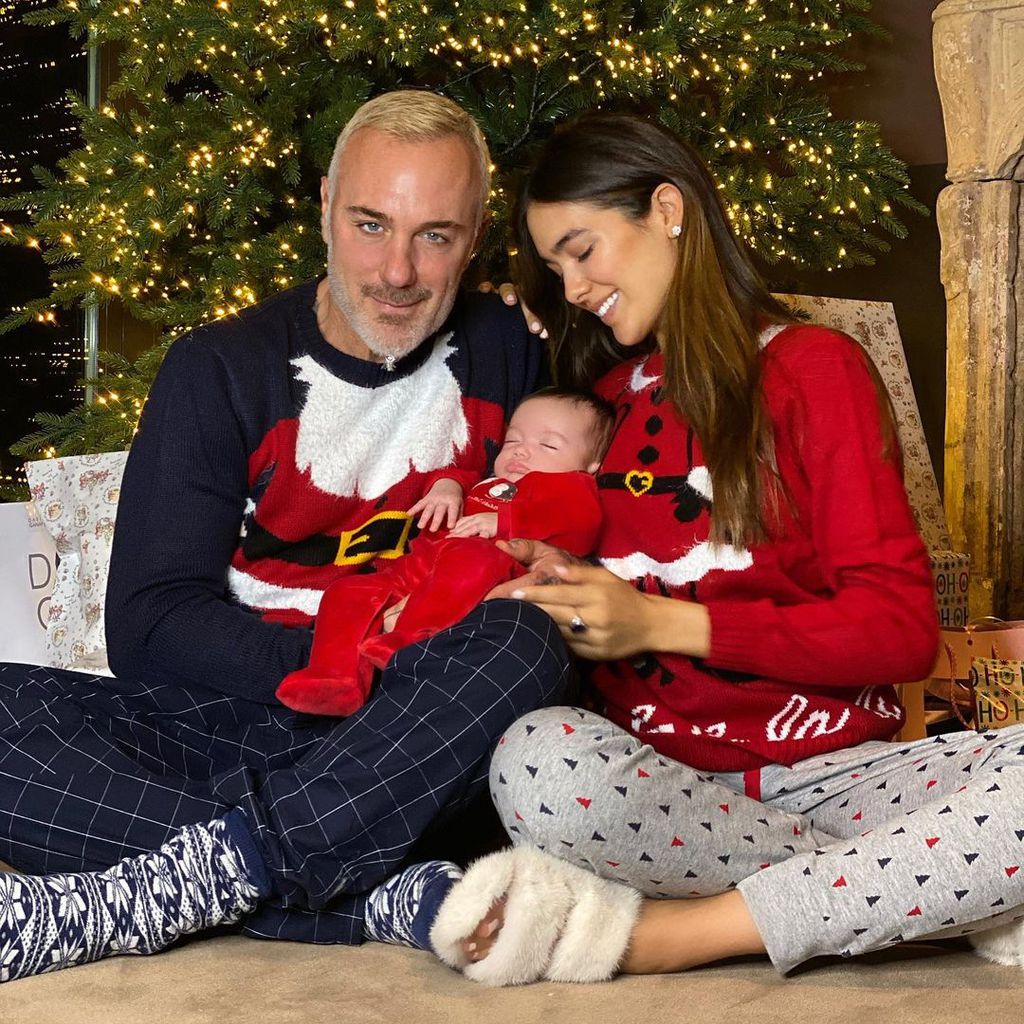 Gianluca Vacchi mit seiner Frau Sharon und seiner Tochter Blu Jerusalema im Dezember 2020