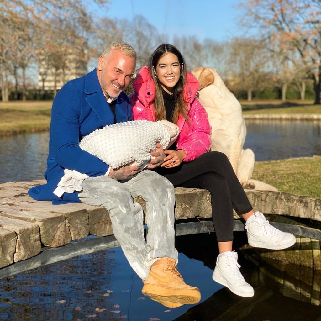 Gianluca Vacchi und Sharon Fonseca mit ihrer Tochter Blu Jerusalema im Januar 2021