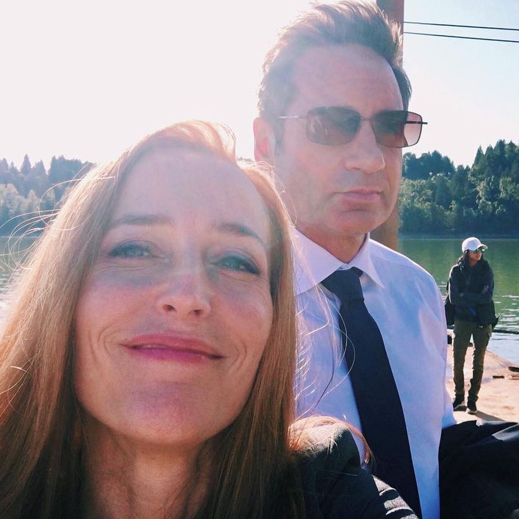 Gillian Anderson und David Duchovny am Set von "Akte X"