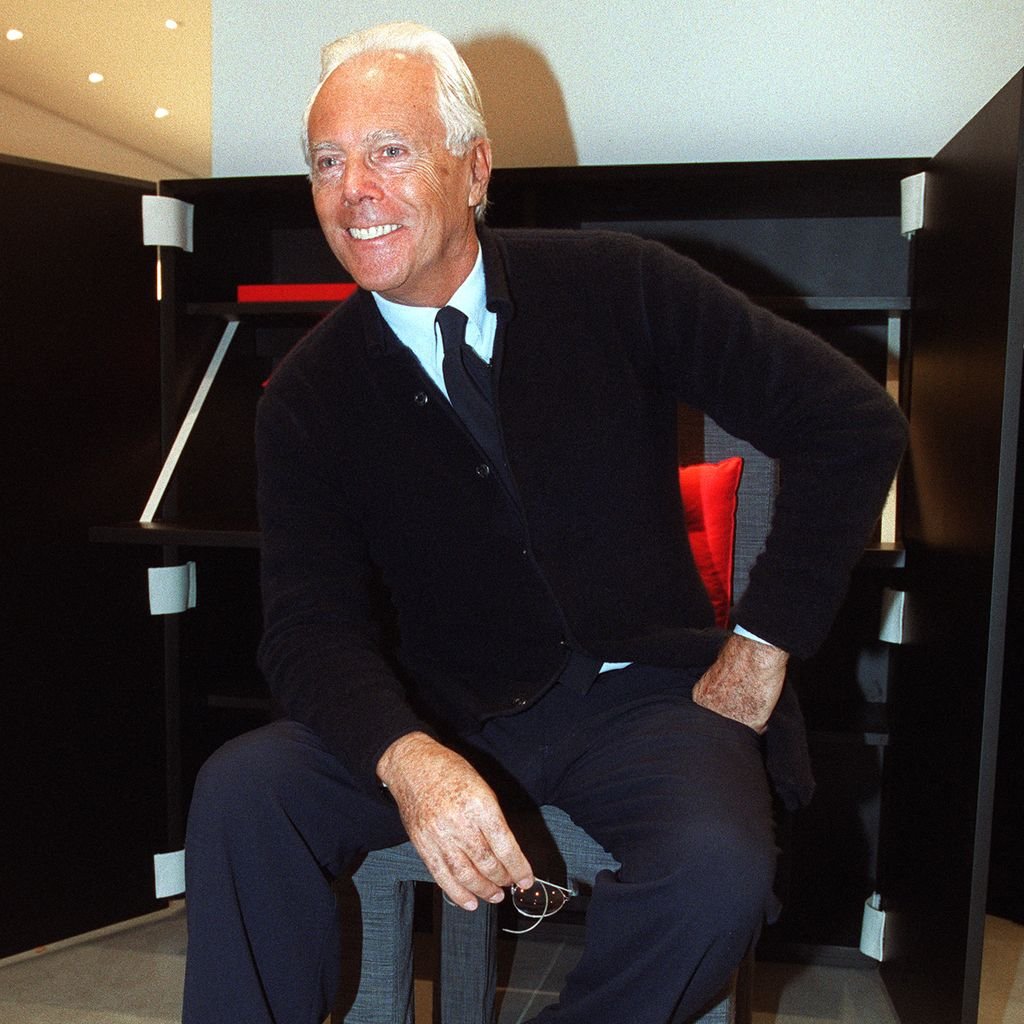 Giorgio Armani bei einer Store-Eröffnung in Paris, 2001