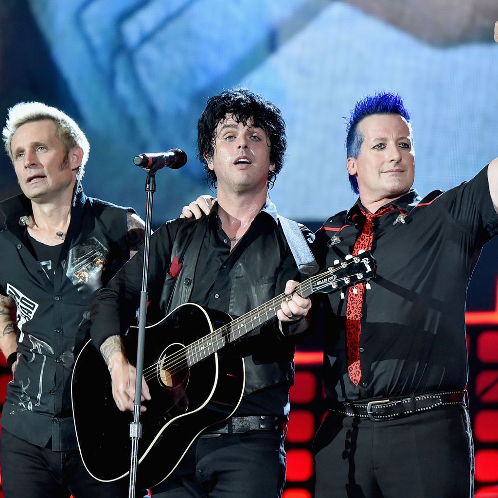Mike Dirnt, Billie Joe Armstrong und Tré Cool im September 2017 beim Global Citizen Festival