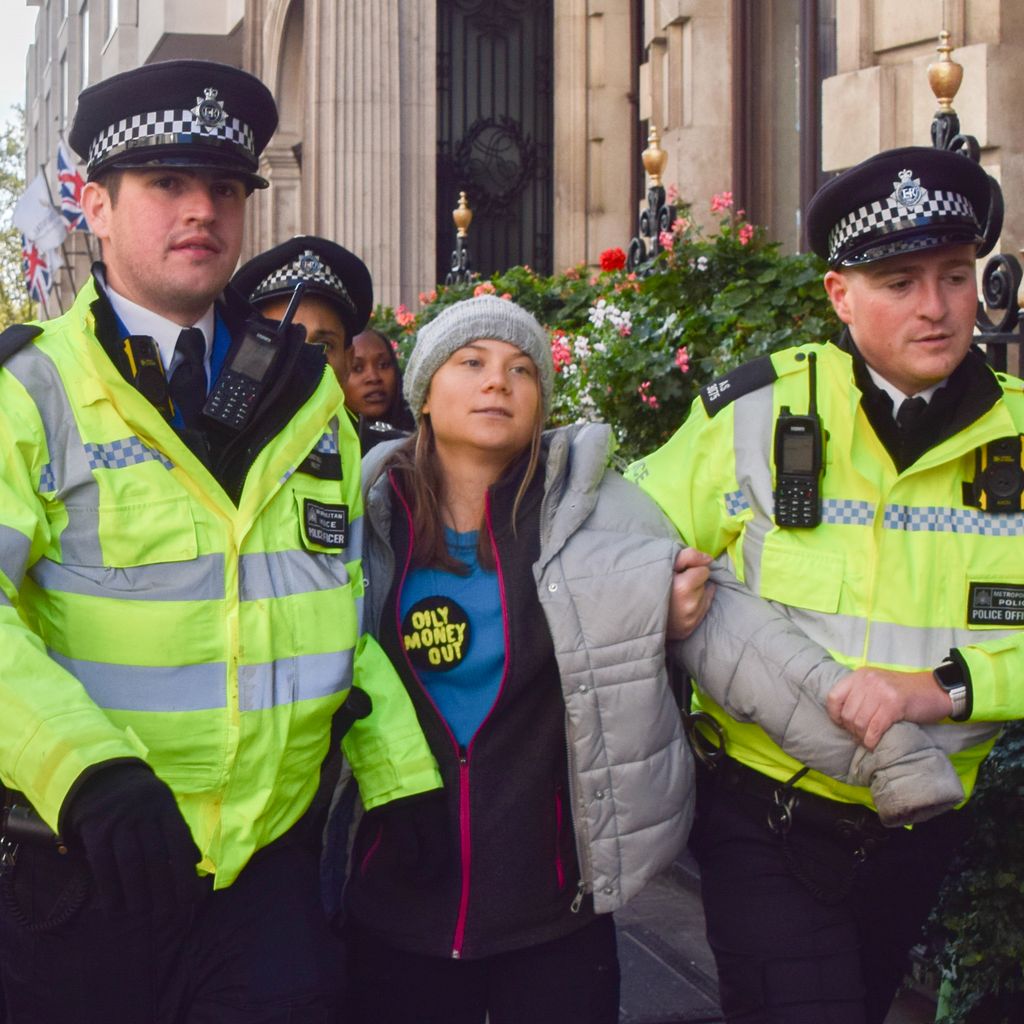 Greta Thunberg während einer Demo in London, Oktober 2023