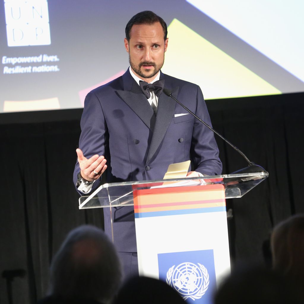 Haakon von Norwegen spricht beim UNDP Global Goals Gala in New York, 2016