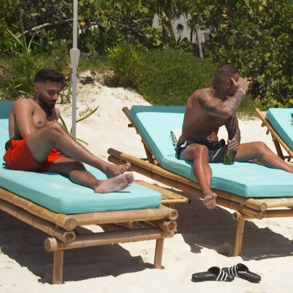 Halil, Diogo und Celina in Folge sieben von "Ex on the Beach"