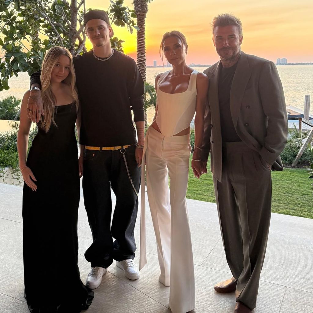 Harper, Romeo, Victoria und David Beckham, April 2025
