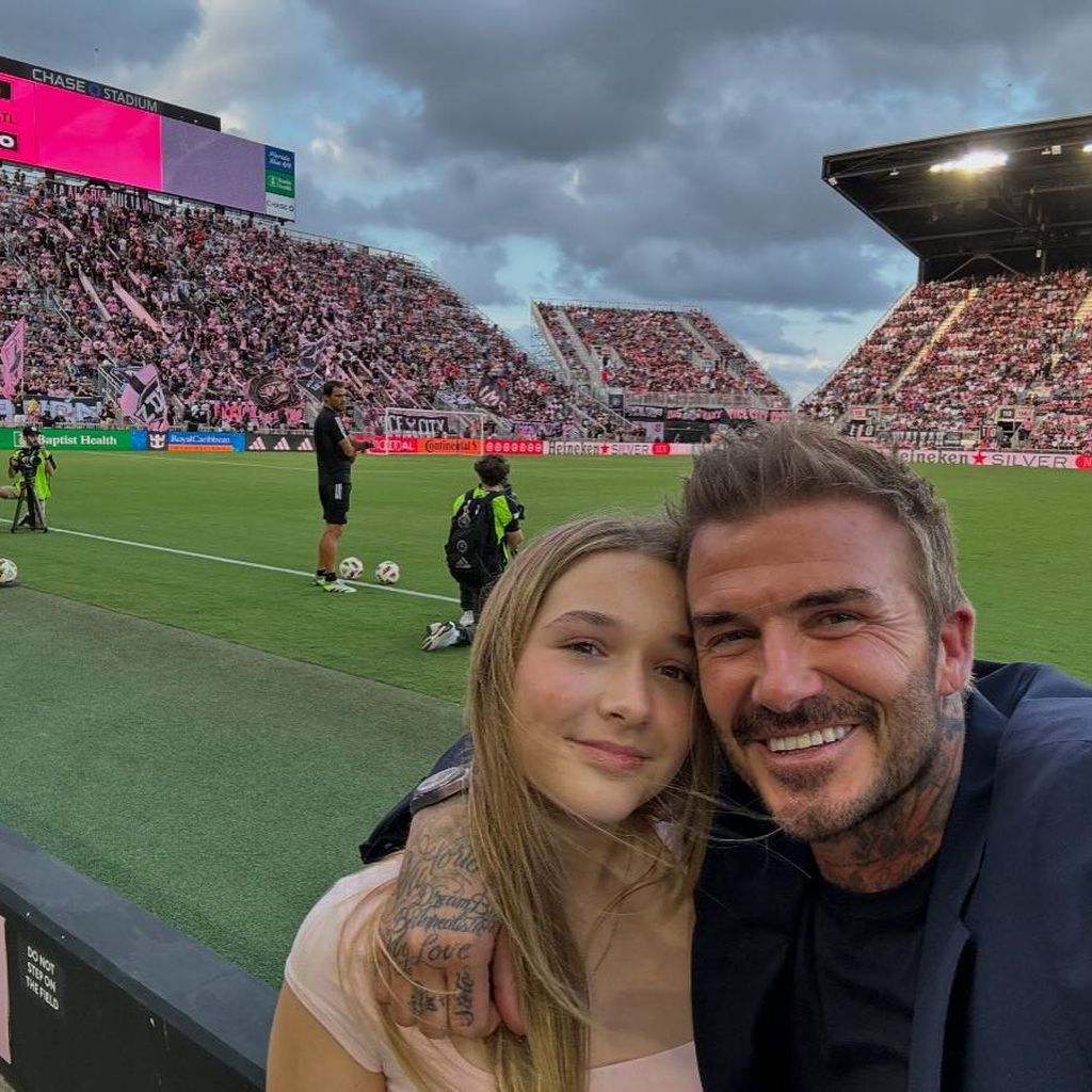 Harper Seven Beckham und David Beckham im Juni 2024