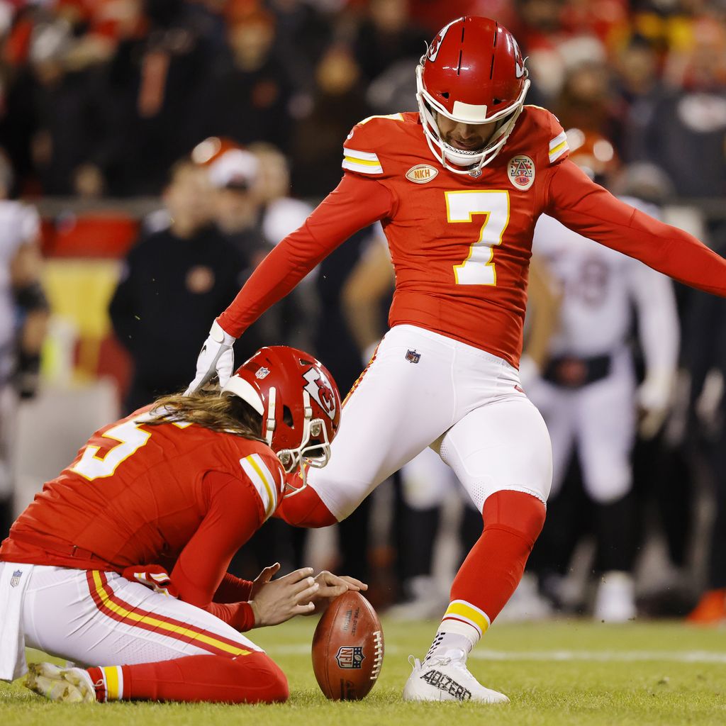 Harrison Butker beim Spiel in Kansas City, Dezember 2023