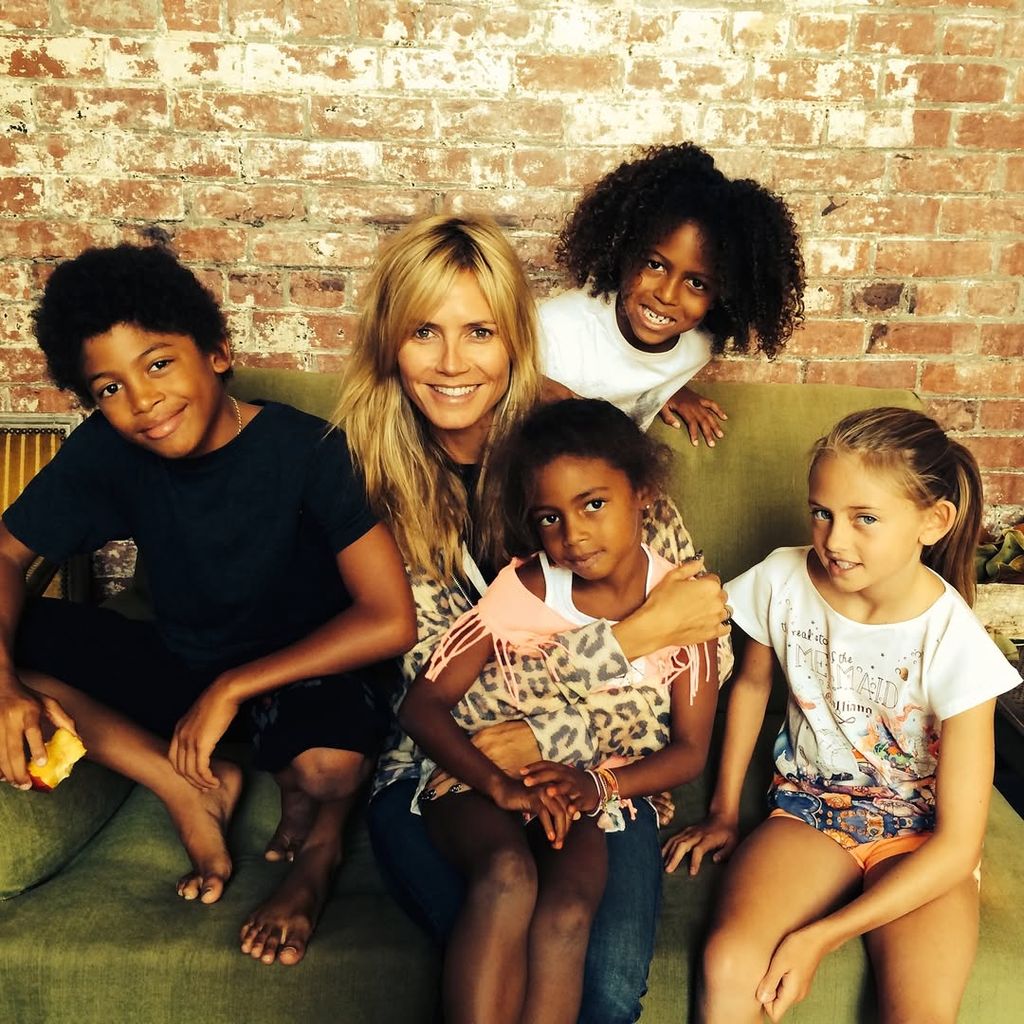 Model Heidi Klum mit ihren Kindern Leni, Henry, Johan und Lou