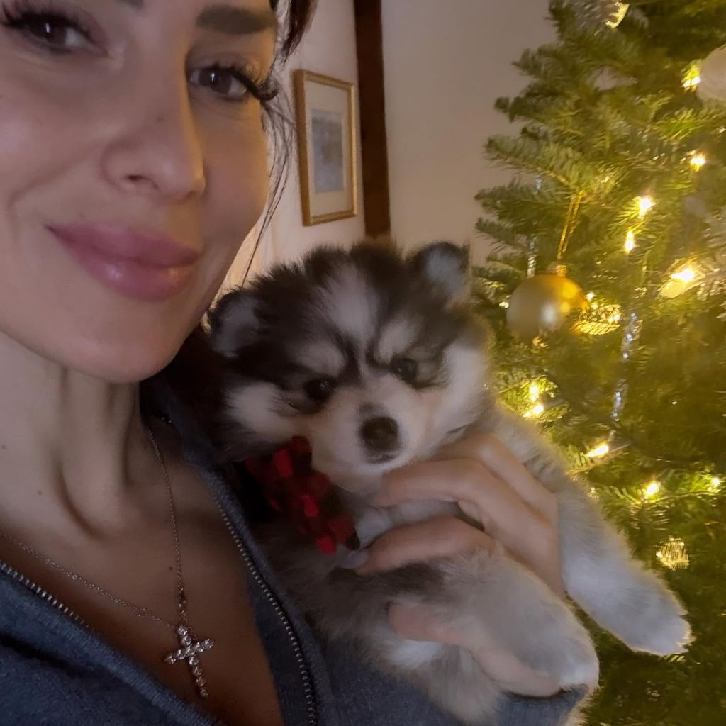 Hilaria Baldwin und Welpe Laila, Dezember 2025