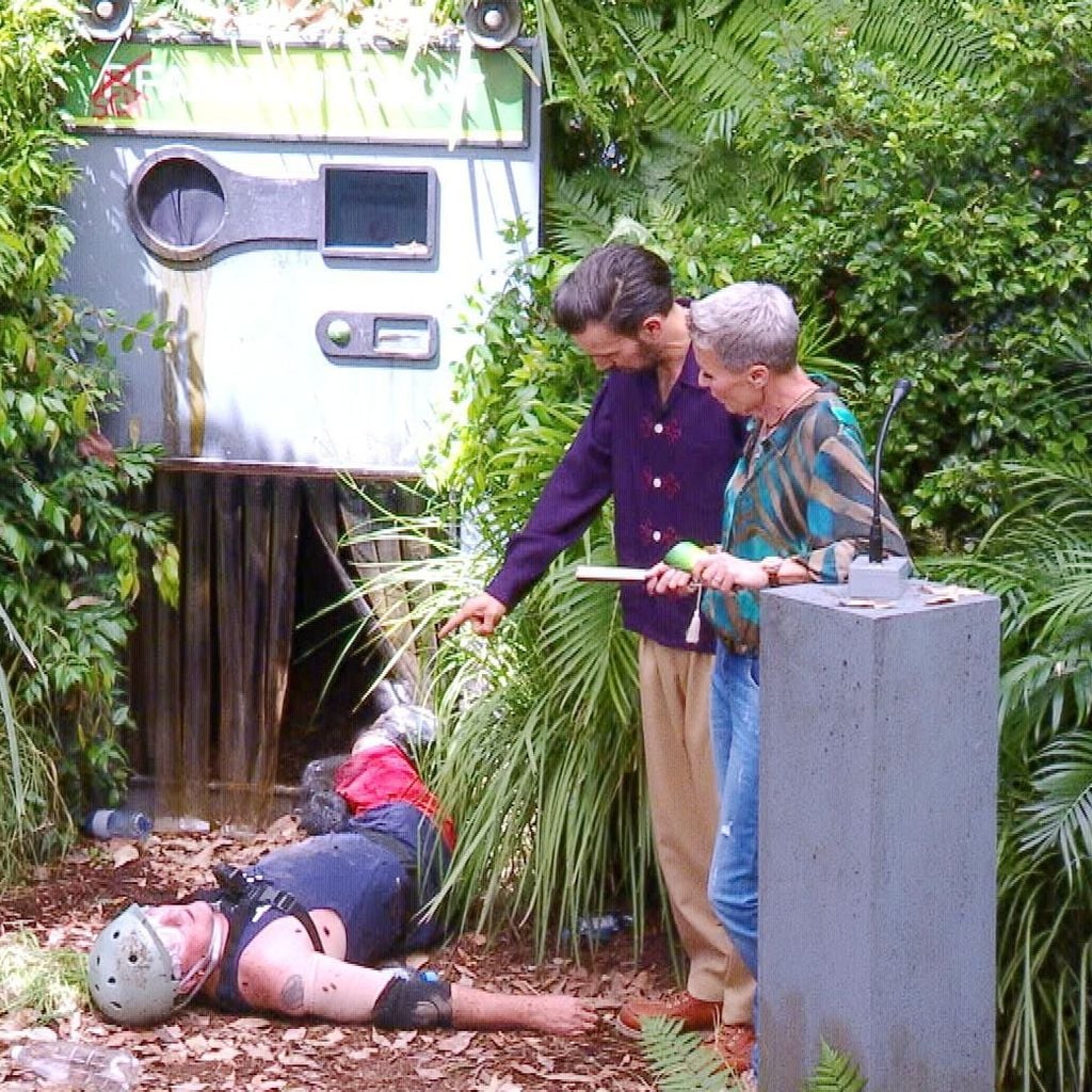 Hubert Fella, Jan Köppen und Sonja Zietlow nach der Dschungelprüfung