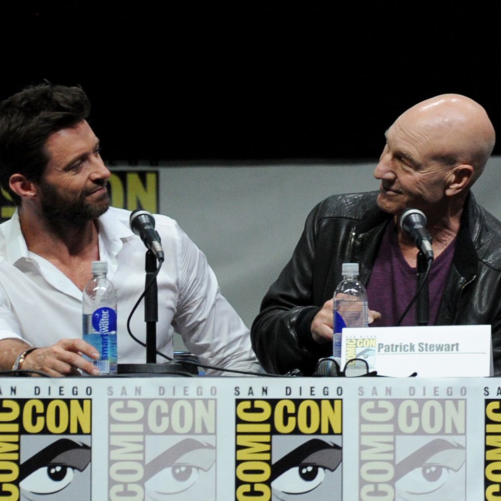 Hugh Jackman und Patrick Stewart 2013 auf der internationalen Comic-Con