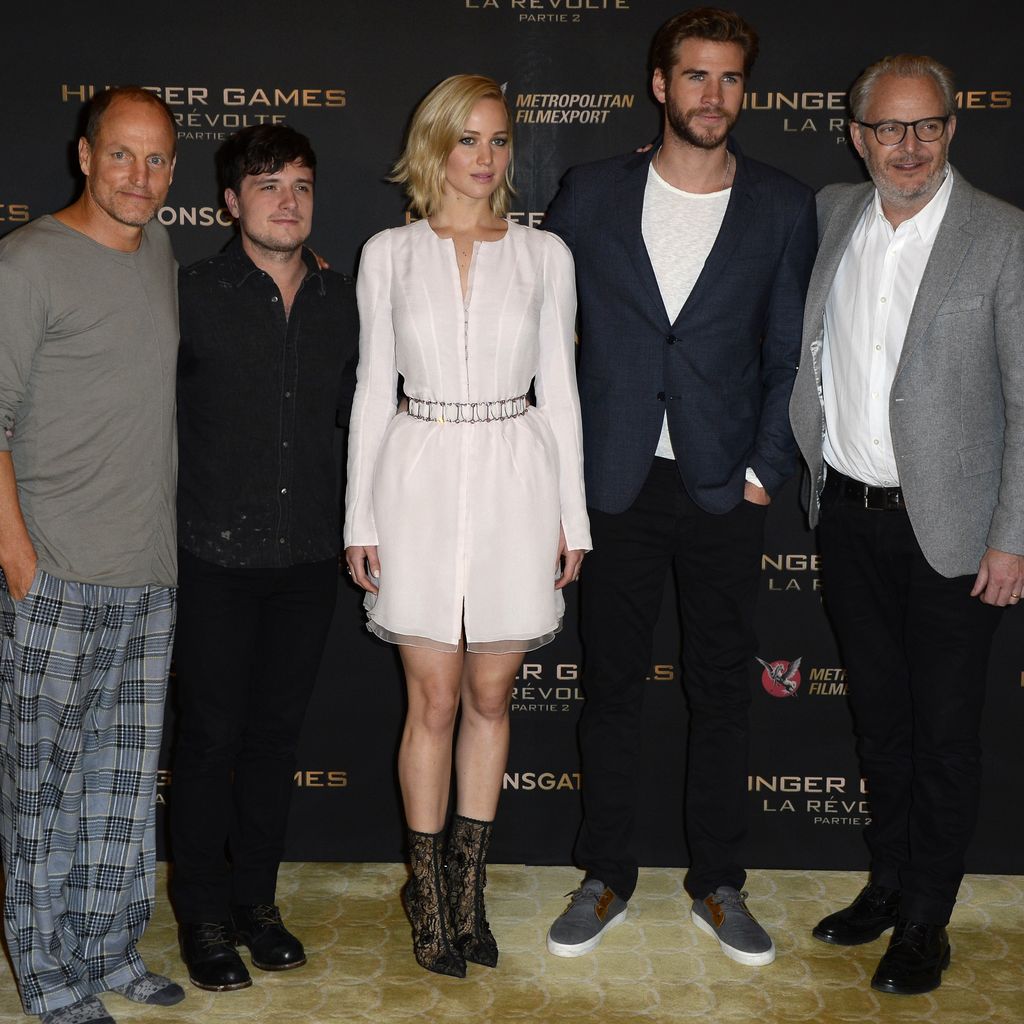 Liam Hemsworth, Hunger Games, Jennifer Lawrence, Josh Hutcherson und Woody Harrelson