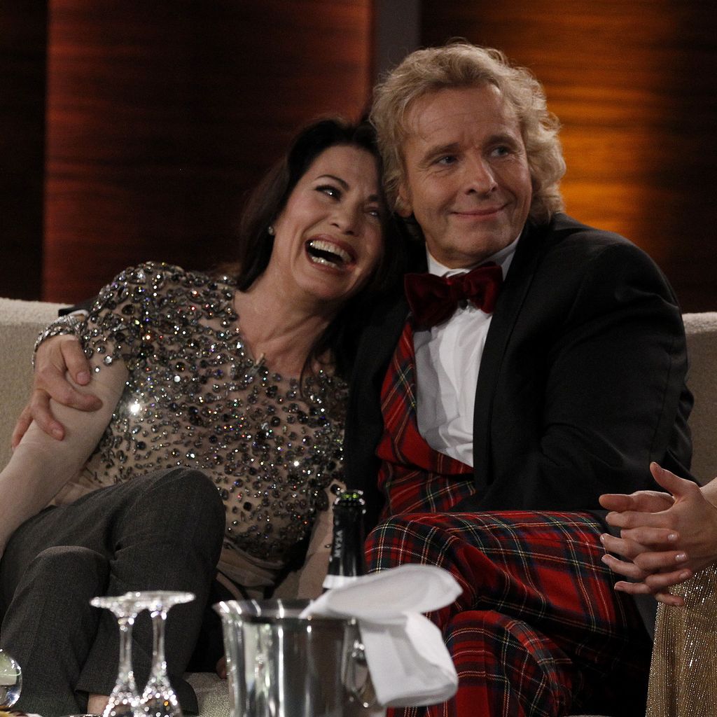 Iris Berben, Thomas Gottschalk und Michelle Hunziker bei "Wetten, dass..?"