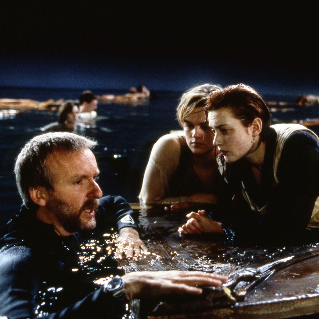 James Cameron, Leonardo DiCaprio und Kate Winslet beim Dreh von "Titanic"