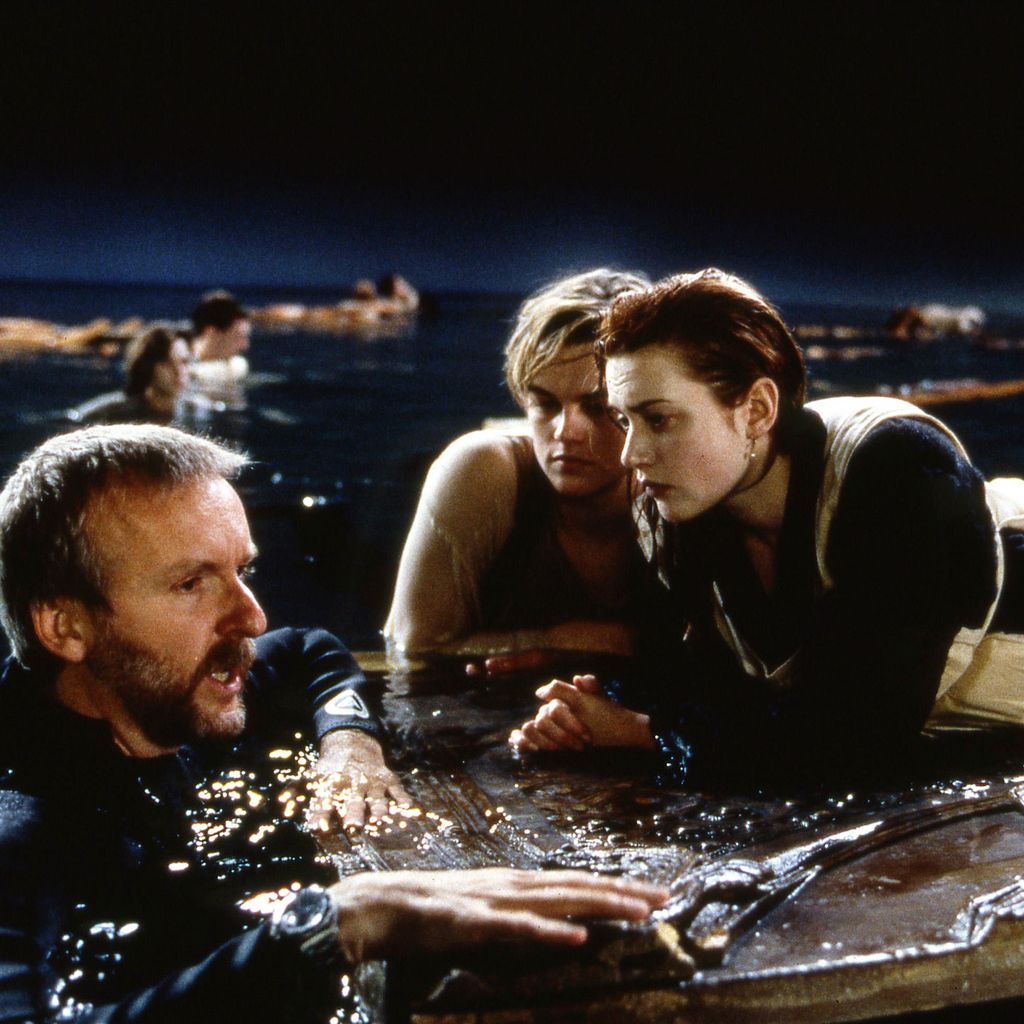 James Cameron, Leonardo DiCaprio und Kate Winslet beim Dreh von "Titanic"