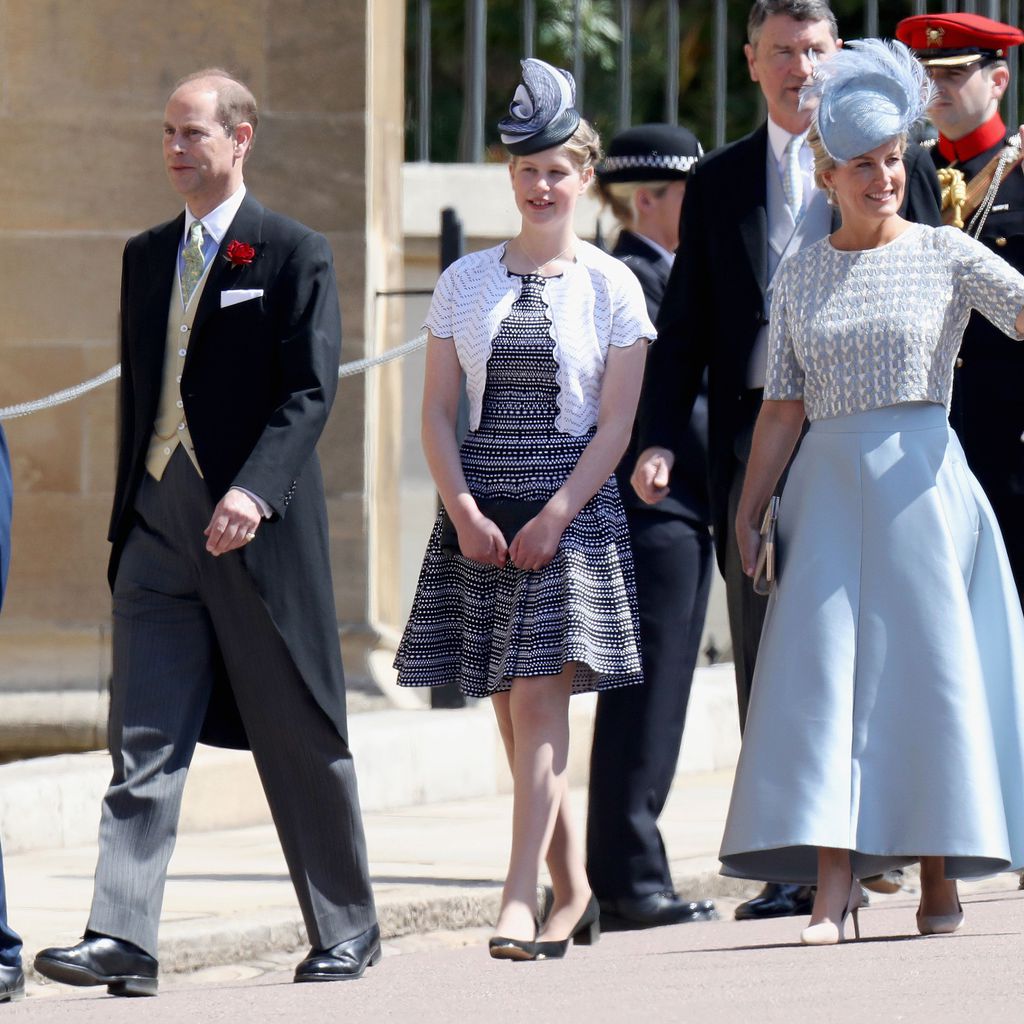 Viscount James, Prinz Edward, Lady Louise und Herzogin Sophie auf Harry und Meghans Hochzeit