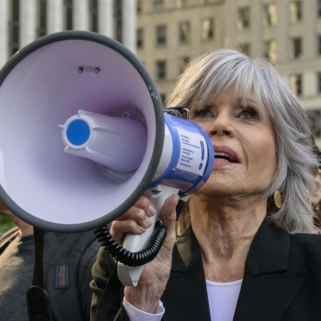 Jane Fonda bei einer Klimaprotestaktion in New York, 2023.