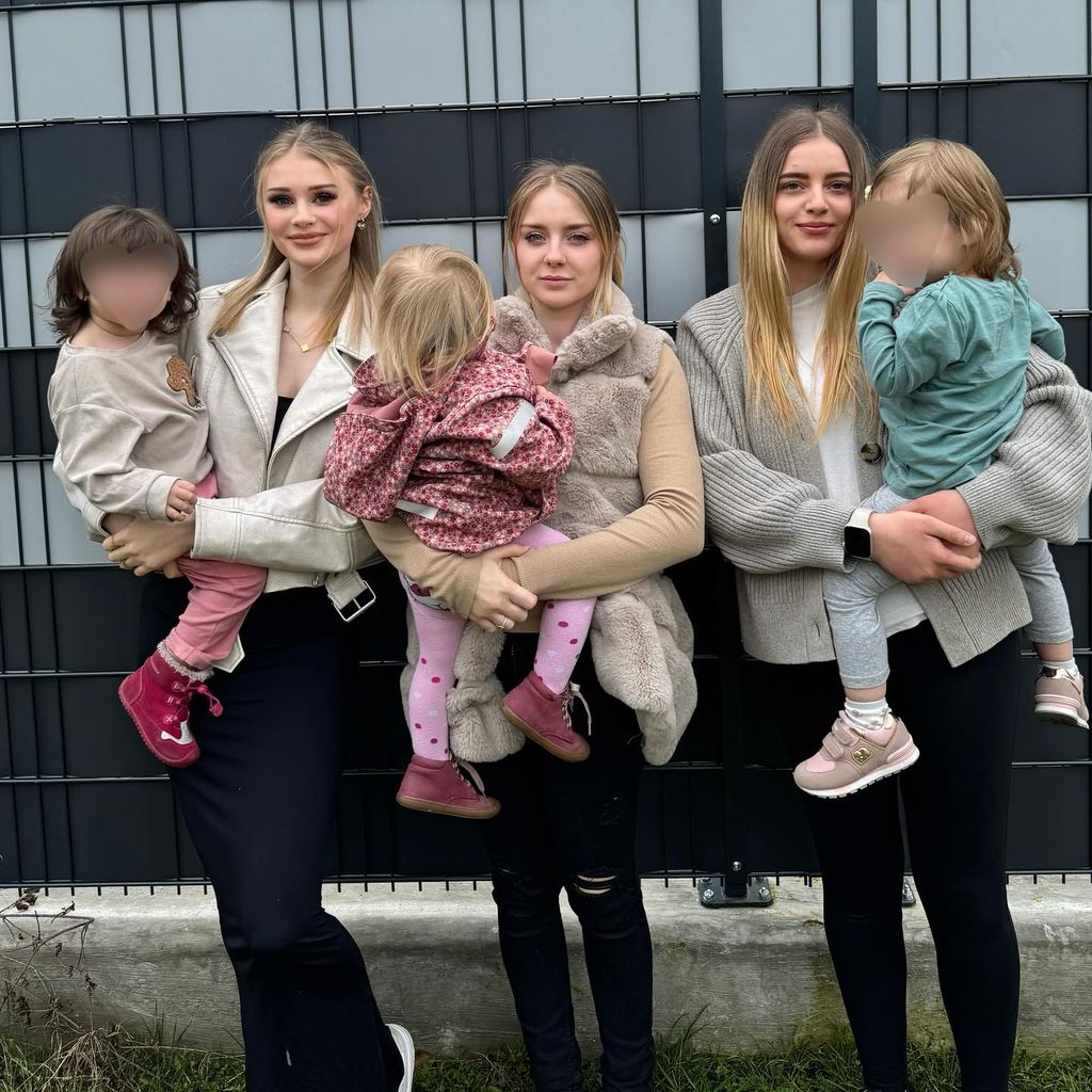 Jasi_xx3 mit ihrer Tochter Miriya, ihren zwei Schwestern und deren Kindern, April 2025