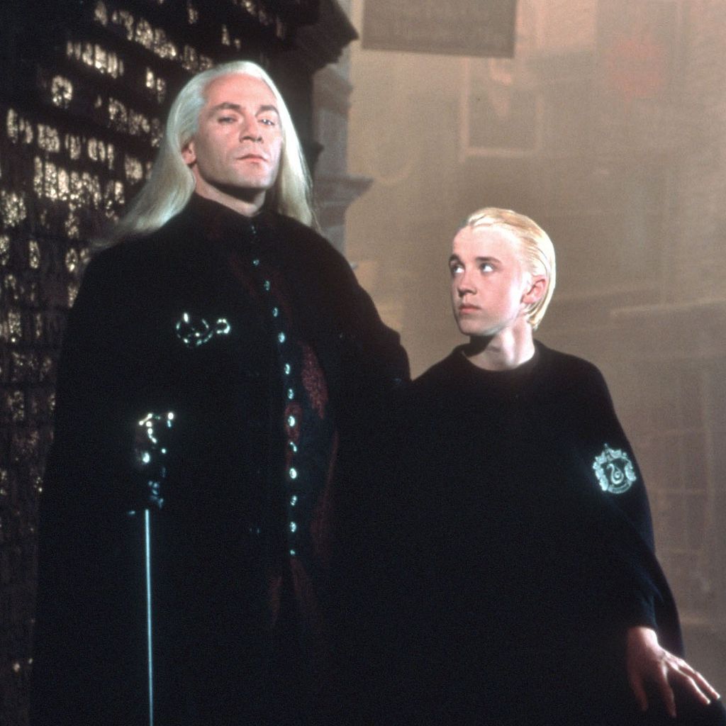 Jason Isaacs und Tom Felton als Lucius und Draco Malfoy in "Harry Potter"