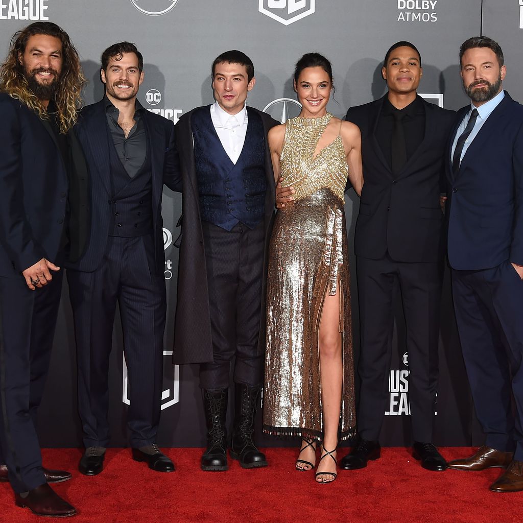 Jason Momoa, Henry Cavill, Ezra Miller, Gal Gadot, Ray Fisher und Ben Affleck 2017