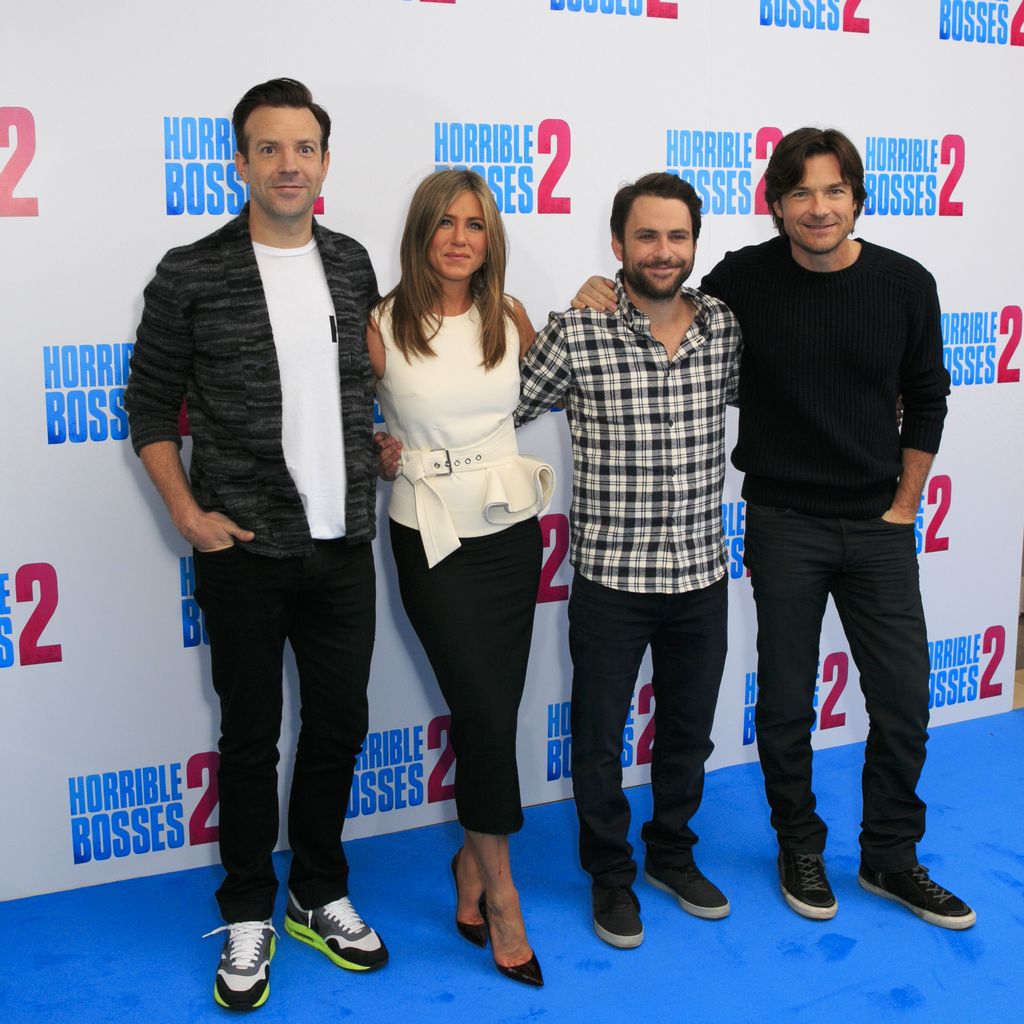 Cast von "Horrible Bosses 2" beim Fototermin im Corinthia Hotel London: Jason Sudeikis, Jennifer Aniston, Charlie Day und Jason Bateman