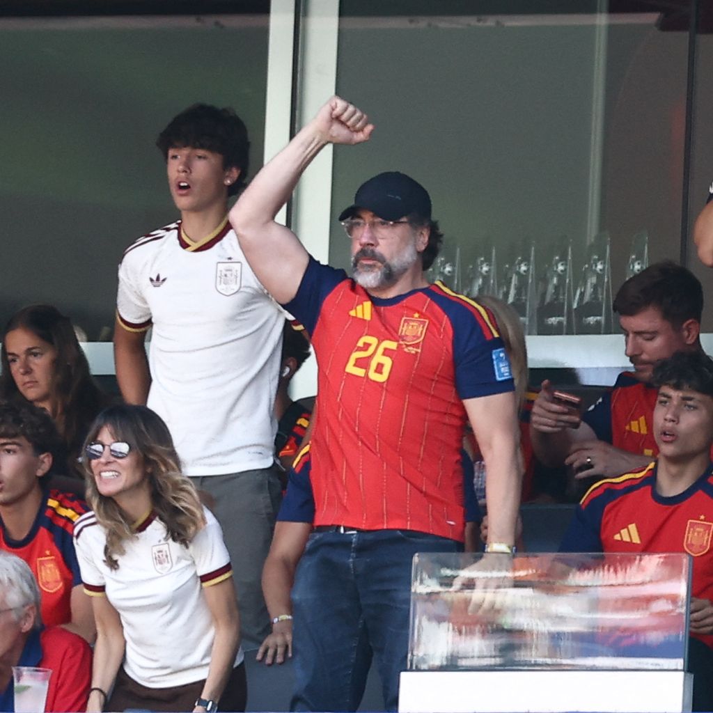 Javier Bardem jubelt über Spaniens vermeintlichen Führungstreffer im WM-Finale 2026 gegen Argentinien in East Rutherford