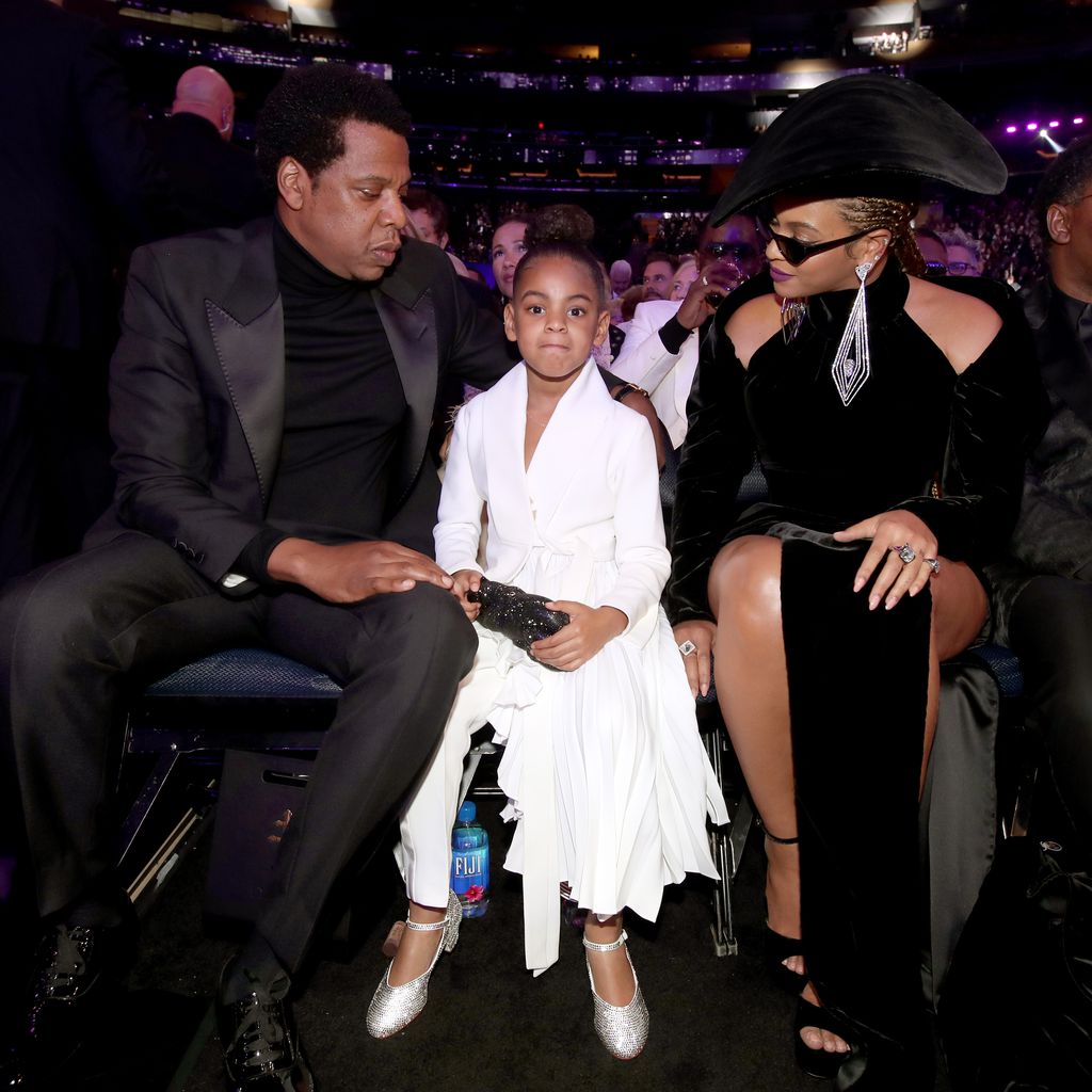 Jay-Z, Blue Ivy und Beyoncé  bei den Grammys in NYC im Januar 2018