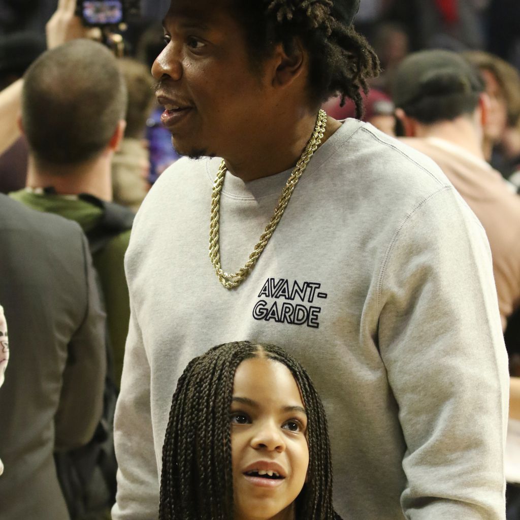 Jay-Z und Tochter Blue-Ivy bei den L.A. Lakers im Staples Center, März 2020
