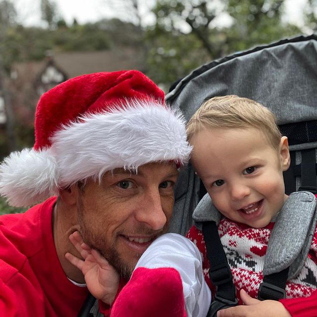 Jenson Button mit seinem Sohn Hendrix