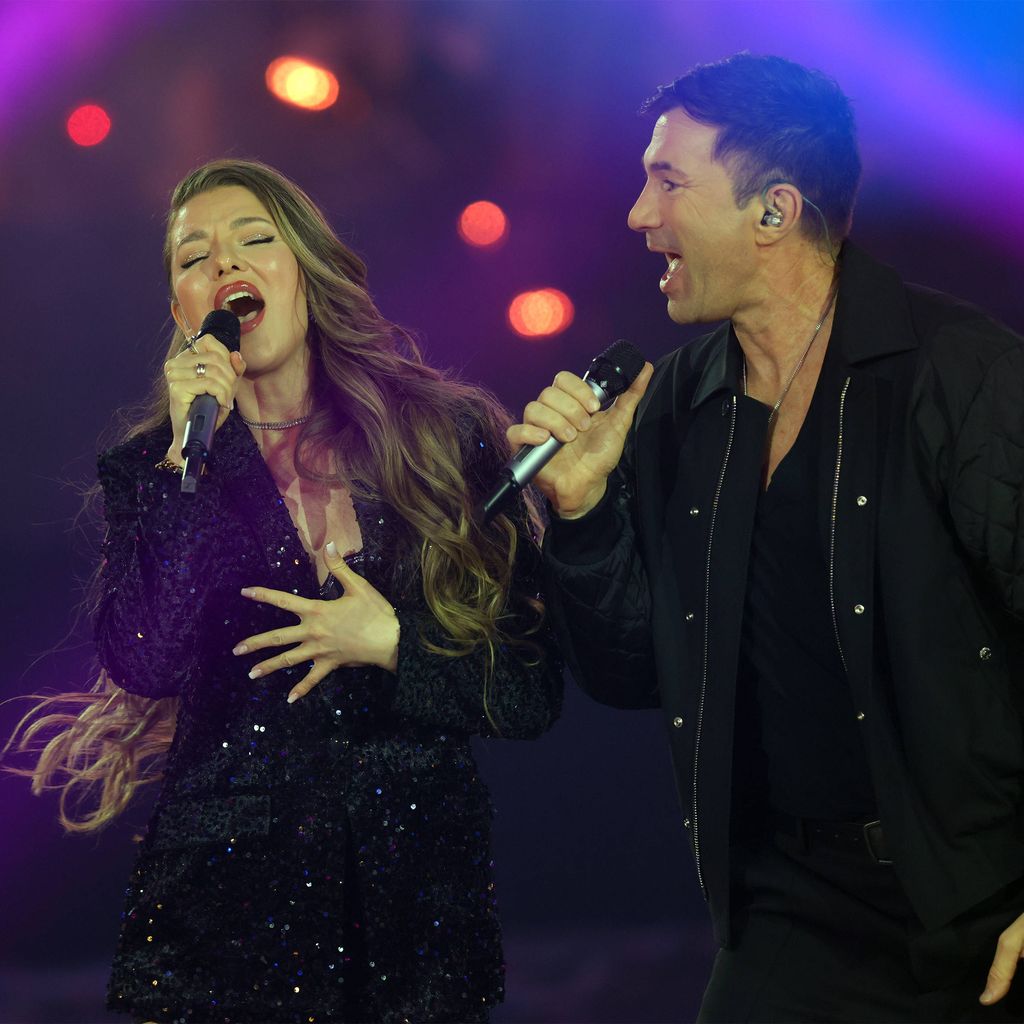 Joelina Drews, Lucas Cordalis und Achim Petry beim Silvester-Schlagerboom 2026 im BMW Park München