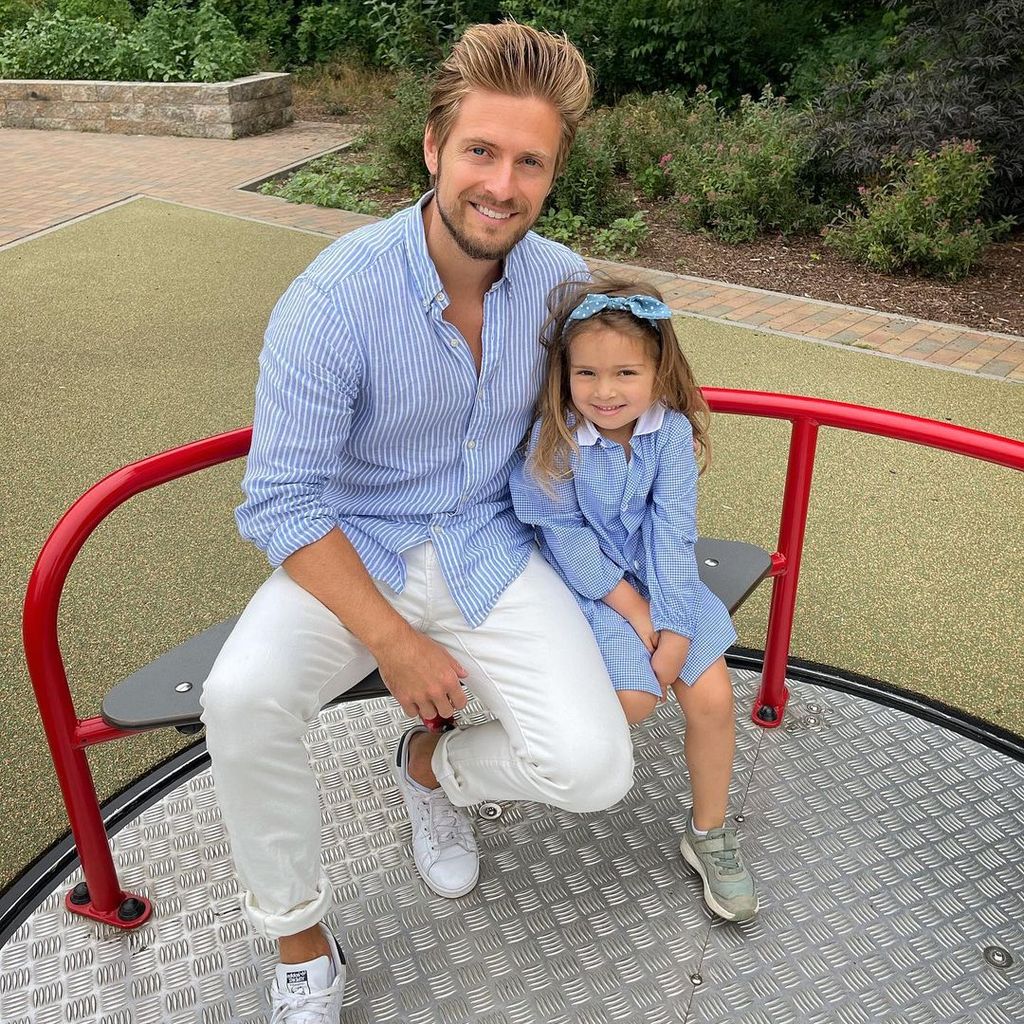 Jörn Schlönvoigt und seine Tochter Delia im Juni 2022