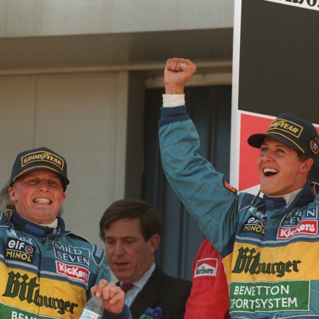 Johnny Herbert und Michael Schumacher, Mai 1995