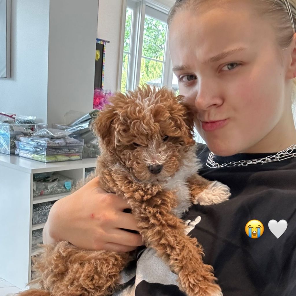 Jojo Siwa mit ihrem Welpen Tooie