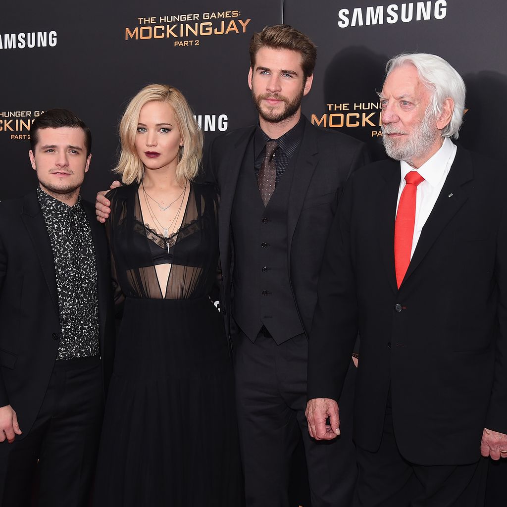 Josh Hutcherson, Jennifer Lawrence, Liam Hemsworth und Donald Sutherland