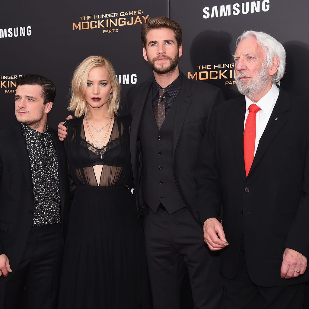 Josh Hutcherson, Jennifer Lawrence, Liam Hemsworth und Donald Sutherland