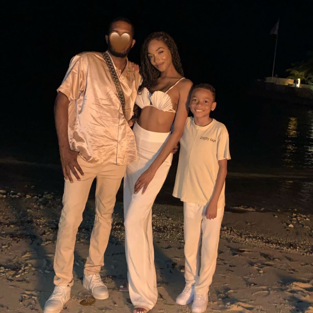 Jourdan Dunn mit ihrem unbekannten Verlobten und ihrem Sohn im Januar 2020